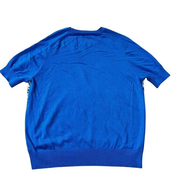 Ann Taylor Cobalt Blue Tile Mixed Media Sweater Size Large Moroccan Floral - Picture 7 of 7